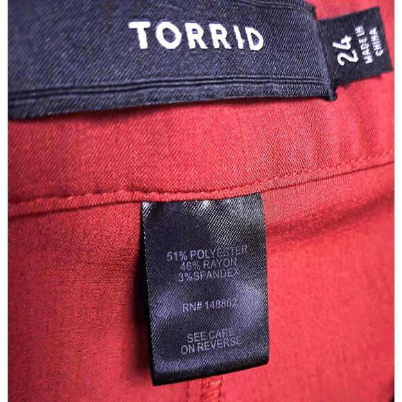 Torrid Tie Front Paperbag Waist Tapered Cropped Leg Pant Rust 24 - Picture 7 of 7